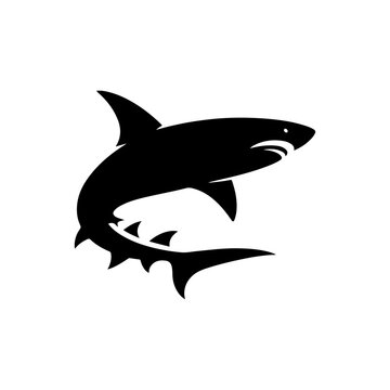Silhouetted Shark Illustration with Sharp Fins and Powerful Body - Clean Graphic Design