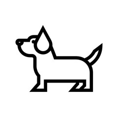 Minimalist dog icon simple line art illustration on transparent background