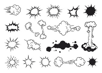 Comic Explosion Vector Set - Doodle, Burst, Speed Lines