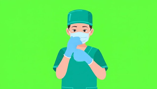 Dedicated medical professional carefully putting on sterile blue gloves for enhanced safety