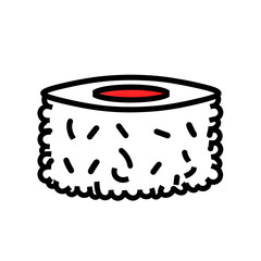 Sushi roll illustration with rice and filling isolated on transparent background