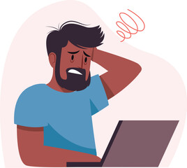 Hand drawn illustration of overwhelmed people in flat design style