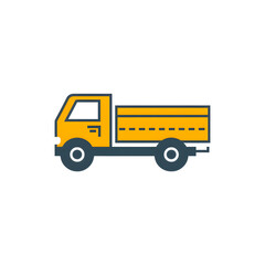 Yellow delivery truck icon on transparent background for commercial use