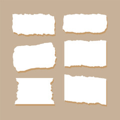 A diverse collection of white torn paper pieces with natural rough edges, set against a neutral background, ideal for various design uses and creative projects