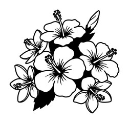 Obraz premium Hibiscus Stencil Vector, Minimalist Floral Design