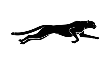 Fototapeta premium Dynamic black silhouette of a running cheetah in motion.