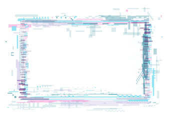 Modern digital glitch frame with pixel distortion effect perfect for tech backgrounds creative projects or futuristic design concepts isolated on white background vector illustration