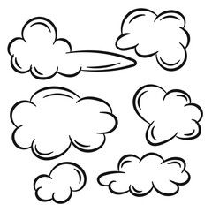 Clouds doodle hand drawn line art collection.Vector collection