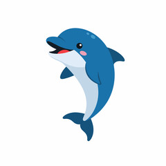 Obraz premium Cute Blue Dolphin Jumping Out of Water with Open Mouth.