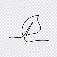 Leaf hand drawn one continuous line art.Vector illustration