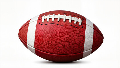 American football with white stripes on a light background, sports equipment concept