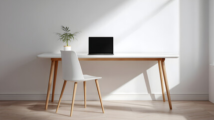 Minimalist home office workspace setup with laptop