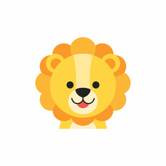 Cute cartoon lion face with a fluffy yellow mane and friendly expression.
