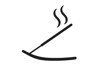 Incense stick burning with smoke. Aromatherapy concept vector icon. Relaxation, meditation, yoga, spa element. Spiritual wellness and tranquil scent logo illustration.