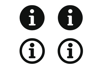 Information icon set. Info point circle vector sign. Help desk, support, and details symbol. FAQ and guide button. UI UX web design element. Minimal flat graphic illustration.
