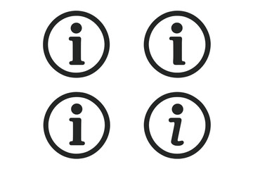 Information icon vector set. Info circle sign collection. Help, support, and guide symbol. FAQ pictogram for customer service. Flat web button for UI, UX graphic design.