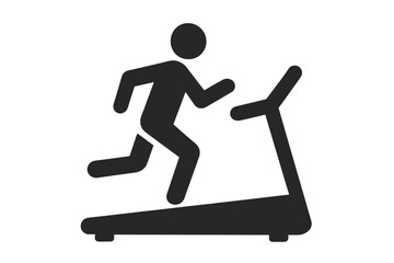 Man running on treadmill icon. Fitness gym exercise pictogram. Cardio workout symbol. Healthy lifestyle concept. Athlete training sign. Sport equipment silhouette vector.