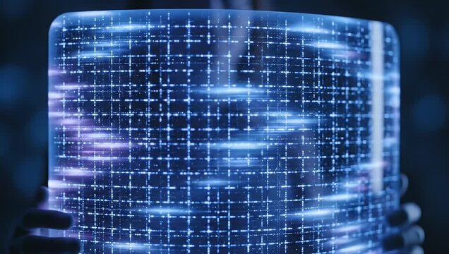 Futuristic Digital Data Visualization Displaying Light Grid in Motion with High Tech Visual Effects