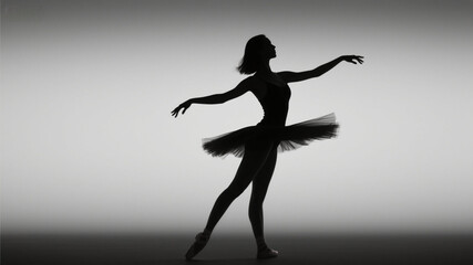 Dancing female silhouette, graceful movements
