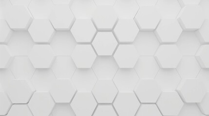 Naklejka premium A 3D render of white hexagons in an abstract pattern on a pure background, featuring a simple and minimalistic design that’s perfect for creating a modern or futuristic aesthetic.