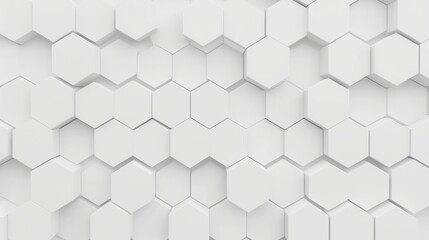 Naklejka premium A 3D render of white hexagons in an abstract pattern on a pure background, featuring a simple and minimalistic design that’s perfect for creating a modern or futuristic aesthetic.