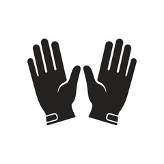 Fototapeta premium Black silhouette of two open hands wearing gloves isolated on white background silhouette