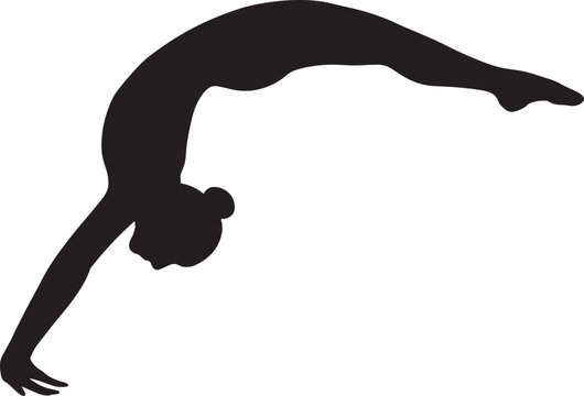 Vector Silhouette of Gymnast Performing Back Handspring | Flat Bold Ultra HD Vector Design
