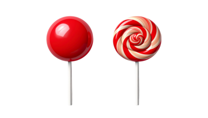 3D Round Candy Lollipop Collection Two Variations isolated on transparent background