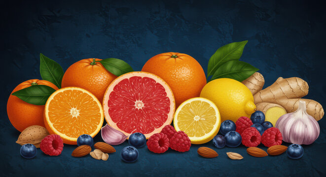 Vibrant assortment of fresh fruits and vegetables promoting healthy eating