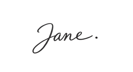 Elegant handwritten signature of the name Jane.