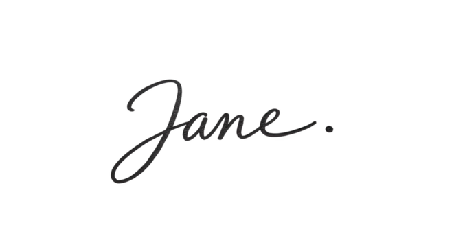 Elegant handwritten signature of the name Jane.