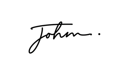 Elegant handwritten signature of the name John in stylish cursive script.