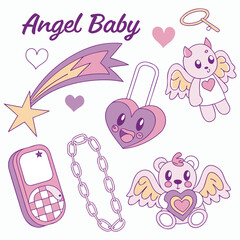 Cute Angel Baby Vector Set