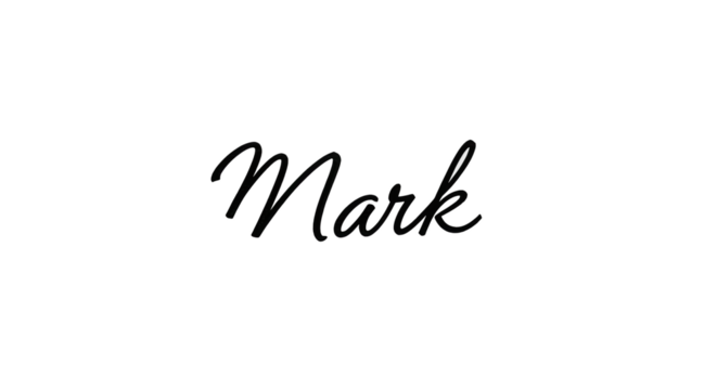 Elegant handwritten signature of the name Mark in a flowing script.