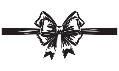 Elegant Black Ribbon Bow on a White Background