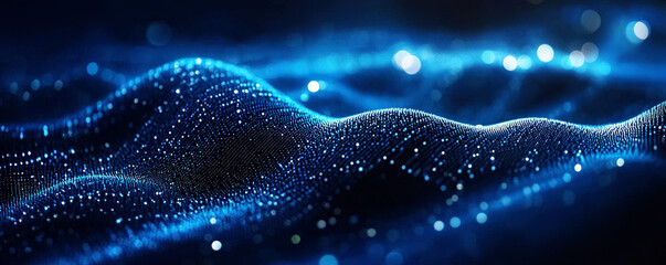 Dynamic Blue Digital Waves Representing Advanced Technology