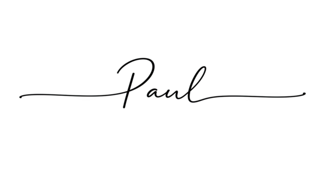 Elegant handwritten signature of the name Paul a stylish personal branding concept.