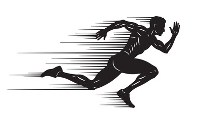 Dynamic Silhouette of a Sprinter with Speed Lines
