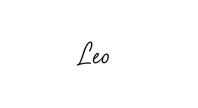 Elegant handwritten word Leo in script font on white background.