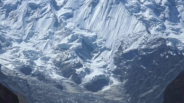 Rakaposhi Mountain Peak in the Karakoram Range, Majestic Snow-Covered Landscape 4K Footage, Gilgit-Baltistan Pakistan