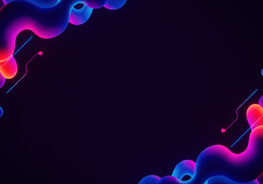 Abstract colorful fluid shapes neon glow dynamic motion