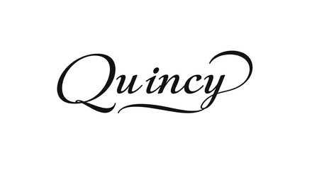 Elegant Quincy script font logo design.
