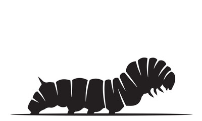 Monochrome Silhouette of a Crawling Caterpillar Larva Illustration