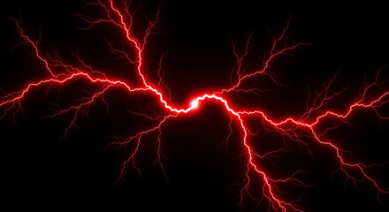 Stunning red lightning strikes across a dark background, perfect for dramatic visuals and powerful concepts with a bold and modern feel.