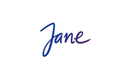 Elegant Script The Name Jane in Gradient Blue and Purple.