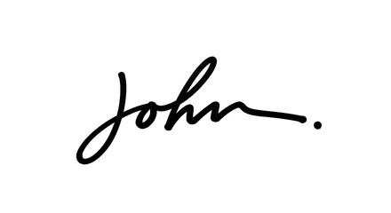 Elegant signature of the name John in stylish cursive script.
