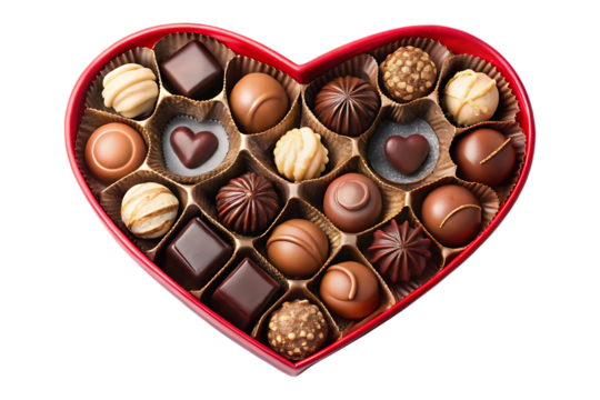 delicious Chocolate heart shaped box on transparent background