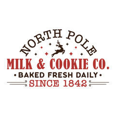 North Pole Milk and Cookie Co. Retro Logo