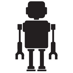 Simple Monochrome Robot Figure Silhouette Icon