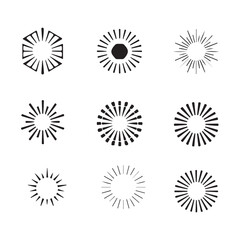 Collection of geometric sunburst and burst vector designs
